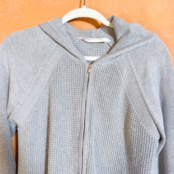 Athleta Gray Zip Front Knit Hoodie Sweater Women’s L - Picture 5 of 11